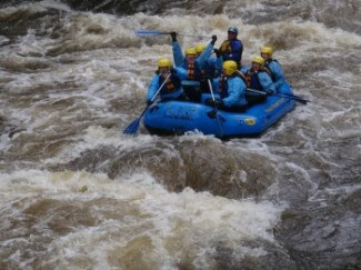 Rafting the "White Mile" on the first day.