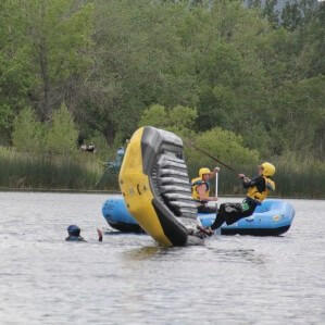 Flip Drills on the Pond During Swiftwater Rescue Training