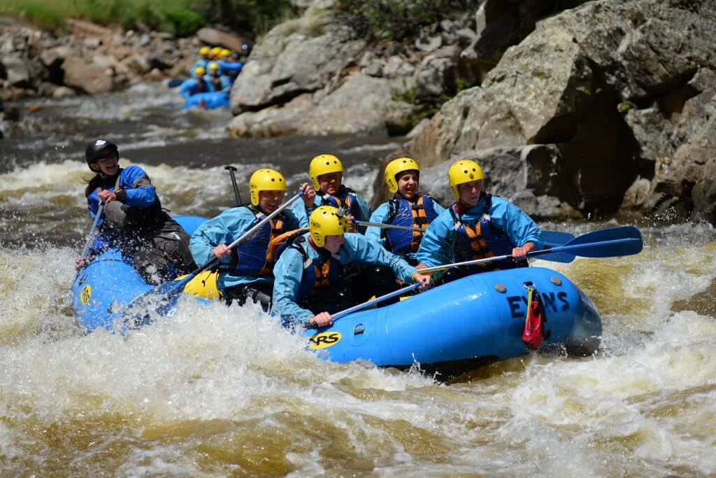 Rafting the Poudre River at Groover Rapid