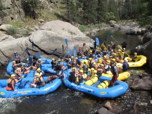 Summer Memories: A Group High Five ojn the Last Day of the 2015 Poudre Rafting Season
