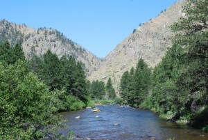 Scenic shot of the Poudre River looking upstream from Hewlett Gullch